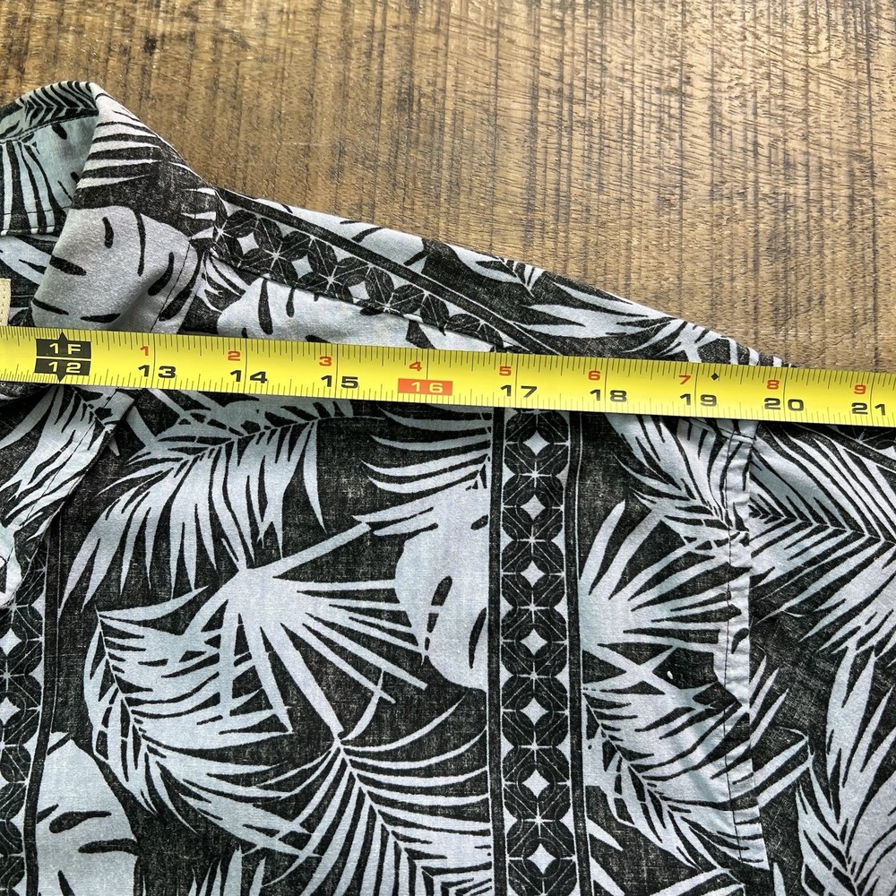 COOKE STREET Shirt Mens Size L Short Sleeve Hawaiian Black Lt Blue Floral Button - Picture 6 of 10